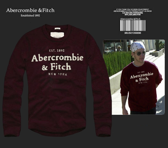 Abercrombie Fitch Hombres De Cuello Redondo Con Gente Fotos Largo Remera AF6132